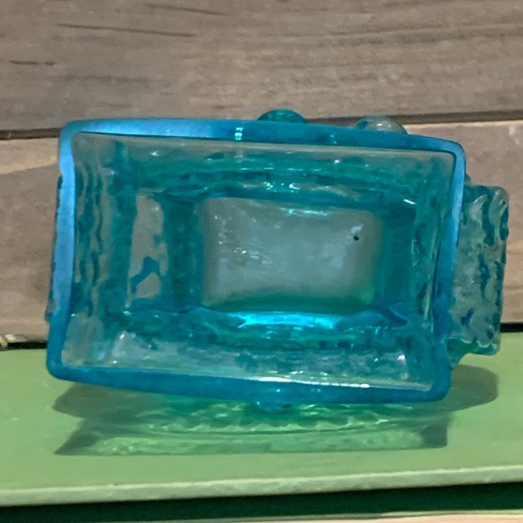 Sea Glasbruk Kosta Sweden Blue Texturized Blue Teal Wavy Art Glass Vase MCM - Picture 6 of 10